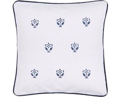 Clayre & Eef | Kussenhoes 40*40 cm | Blauw | 100% Katoen | Vierkant | Bloemen | KT020.093
