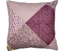 Clayre & Eef Kussenhoes 40x40 cm Paars Polyester Bloemen Sierkussenhoes