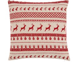 Clayre & Eef Kussenhoes 40x40 cm Rood Katoen Rendieren