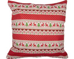Clayre & Eef Kussenhoes 44x44 cm Rood Polyester