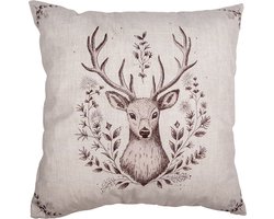Clayre & Eef Kussenhoes 45x45 cm Beige Polyester Hert