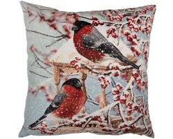 Clayre & Eef Kussenhoes 45x45 cm Blauw Polyester Vogels