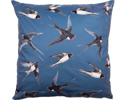 Clayre & Eef Kussenhoes 45x45 cm Blauw Wit Polyester Vogels