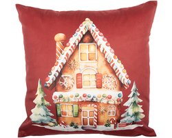 Clayre & Eef Kussenhoes 45x45 cm Rood Polyester Kers