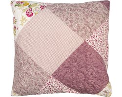 Clayre & Eef Kussenhoes 50x50 cm Paars Polyester Bloemen