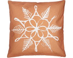 Clayre & Eef Kussenhoes CUW20 40*40 cm Koperkleurig Katoen Vierkant Bloem Sierkussenhoes Kussen hoes