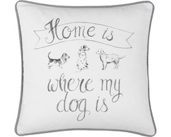 Clayre & Eef Kussenhoes DOL20 40*40 cm - Wit 100% Katoen Sierkussenhoes Kussen hoes