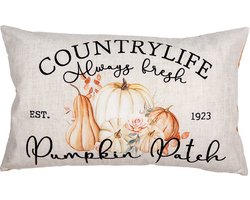 Clayre & Eef Kussenhoes Overig 30x50 cm Beige Polyester Pompoen Herfst decoratie