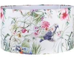 Clayre & Eef Lampenkap Hanglamp Ø 53x30 cm Wit Roze Textiel Papegaai