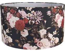 Clayre & Eef Lampenkap Hanglamp Ø 53x30 cm Zwart Textiel Bloemen