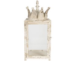 Clayre & Eef Lantaarn 18x18x43 cm Beige Ijzer Vierkant Kaarsenhouder Sfeerverlichting