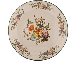 Clayre & Eef Onderbord Ø 30x3 cm Beige Metaal Bloemen