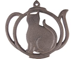 Clayre & Eef Onderzetters Pannen Theepot 15x15x1 cm Bruin IJzer
