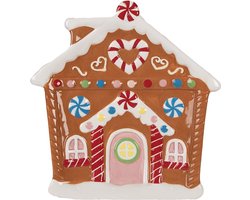 Clayre & Eef Ontbijtbord Gingerbread house 20x21x2 cm Bruin Keramiek