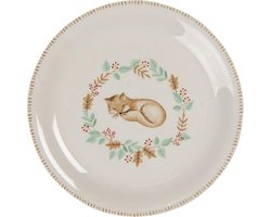 Clayre & Eef Ontbijtbord Ø 20 cm Beige Bruin Keramiek Vos