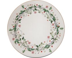 Clayre & Eef Ontbijtbord Ø 21 cm Groen Porselein Bloemen