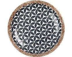 Clayre & Eef Ontbijtbord Ø 21x3 cm Wit Zwart Keramiek