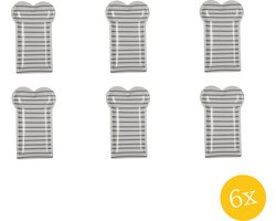 Clayre & Eef Ontbijtbord set van 6 stuks 10x17 cm Wit Keramiek Strepen Bord