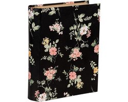 Clayre & Eef Opbergdoos Boeken 17x14x5 cm Zwart Karton Bloemen