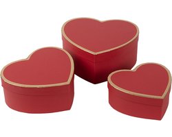 Clayre & Eef Opbergdoos Set van 3 21x20x9/18x17x7/15x14x6 cm Rood Karton