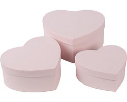 Clayre & Eef Opbergdoos Set van 3 21x20x9/18x17x7/15x14x6 cm Roze Karton
