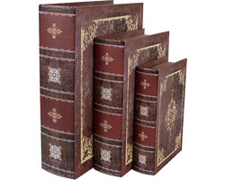 Clayre & Eef Opbergdoos Set van 3 Boeken 27/22/17 cm Bruin Hout