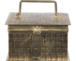 Clayre & Eef Opbergdoosje 17x17x10 cm Koperkleurig Ijzer Vierkant Opbergkist