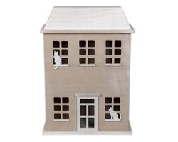 Clayre & Eef Opbergdoosje Huis 27x12x39 cm Bruin Hout Katten