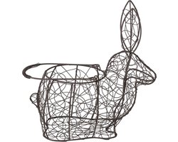 Clayre & Eef Paas Mandje Konijn 26x13x28 cm Zwart IJzer
