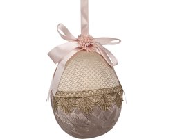 Clayre & Eef Paashanger Ei Ø 14x18 cm Beige Textiel