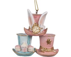 Clayre & Eef Paashanger Hoed 7 cm Roze Blauw Polyresin