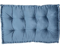 Clayre & Eef Palletkussen Foam 80*120*12 cm Blauw Polyester Rechthoek Loungekussens Matraskussen Tuinkussens