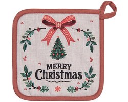 Clayre & Eef Pannenlap 20x20 cm Beige Katoen Kerst