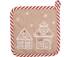 Clayre & Eef Pannenlap 20x20 cm Bruin Katoen Gingerbread house