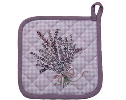 Clayre & Eef Pannenlap 20x20 cm Paars Wit Katoen Lavendel