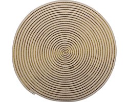 Clayre & Eef Placemat Riet Ø 51x1 cm Wit Geel Jute Rond Cirkel Tafelmat