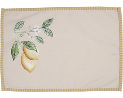 Clayre & Eef Placemats Set van 6 48x33 cm Beige Geel Katoen Rechthoek Citroen Tafelmat