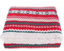 Clayre & Eef Plaid 125*150 cm Meerkleurig Synthetisch Rechthoek Kerst Deken Kleed Dekentje