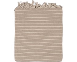 Clayre & Eef Plaid 125x150 cm Beige Katoen Strepen