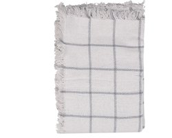 Clayre & Eef Plaid 125x150 cm Wit Grijs Katoen Strepen