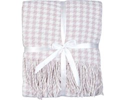 Clayre & Eef Plaid 130x150 cm roze wit blokjes