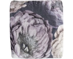 Clayre & Eef Plaid 130x180 cm Zwart Geel Polyester Rechthoek Bloemen Deken