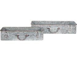 Clayre & Eef Plantenbak Set van 2 Grijs Metaal