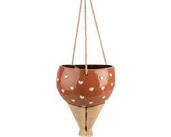 Clayre & Eef Plantenhanger 17x15x20 cm Roze Beige Keramiek Vrouw