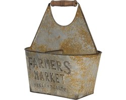 Clayre & Eef Plantenstandaard Binnen 6Y3919 27*21*30 cm Grijs Ijzer Zeshoek Farmers Market Plant Pot Planthouder