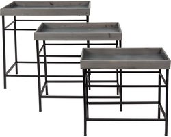 Clayre & Eef Plantenstandaard Set van 3 Grijs Ijzer Plantentafel