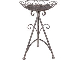 Clayre & Eef Plantentafel Ø 27x40 cm Bruin Grijs Metaal