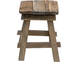 Clayre & Eef Plantentafeltje 15x15x21 cm Bruin Hout Vierkant Plantenstandaard