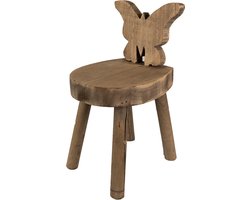 Clayre & Eef Plantentafeltje 18x19x34 cm Bruin Hout Vlinder Plantenstandaard