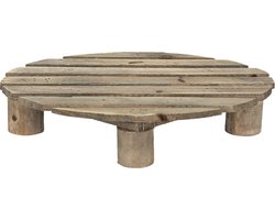 Clayre & Eef Plantentafeltje 30x24x6 cm Bruin Hout Ovaal Plantenstandaard